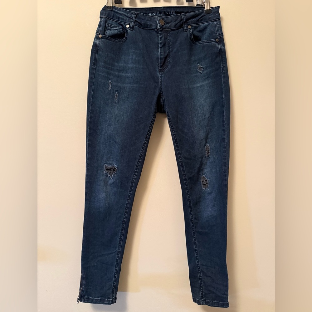 Distressed Dark Blue Denim Hunter Women's Jeans